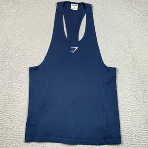 Gymshark Critical Stringer Men's Size M Tank Top Shirt Gym Workout Blue Stretch